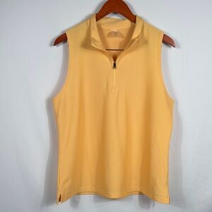 CALIA Butternut Yellow Honeycomb textured 1/4 Zip Athletic Tank Top. Size XL.